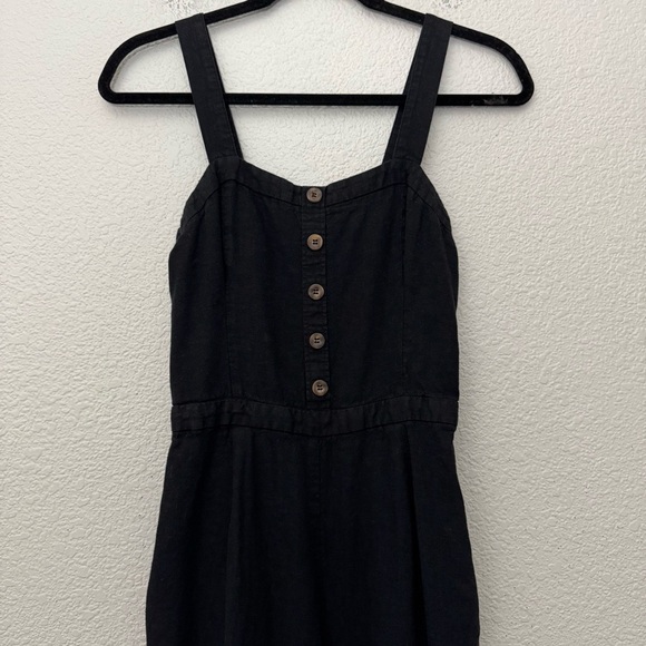 Zara Linen Blend Cropped Wide Leg Sleeveless Jumpsuit Black Size Small - Picture 3 of 12